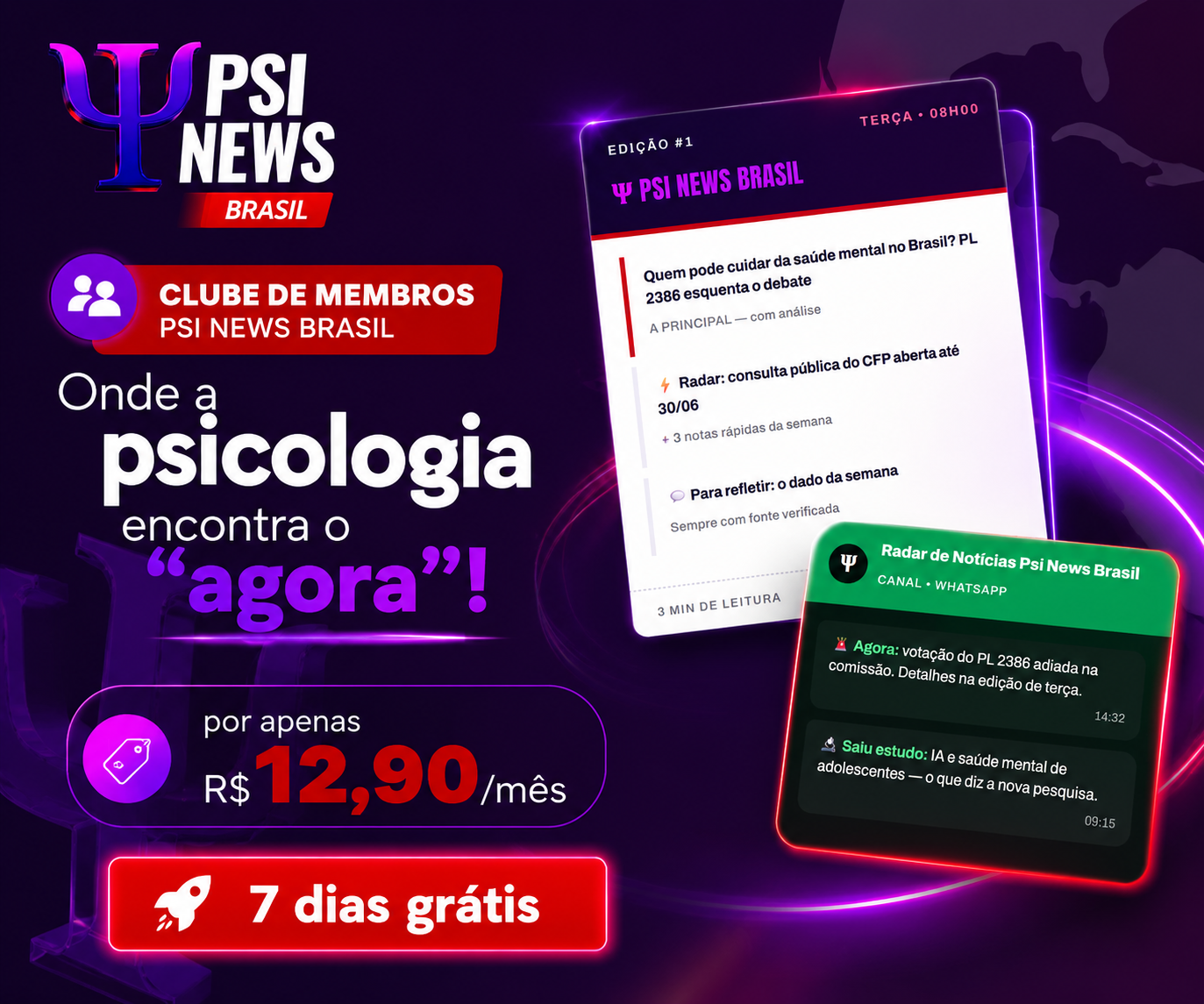 Clube de Membros Psi News Brasil - Assine por R$12,90/mês com 7 dias grátis